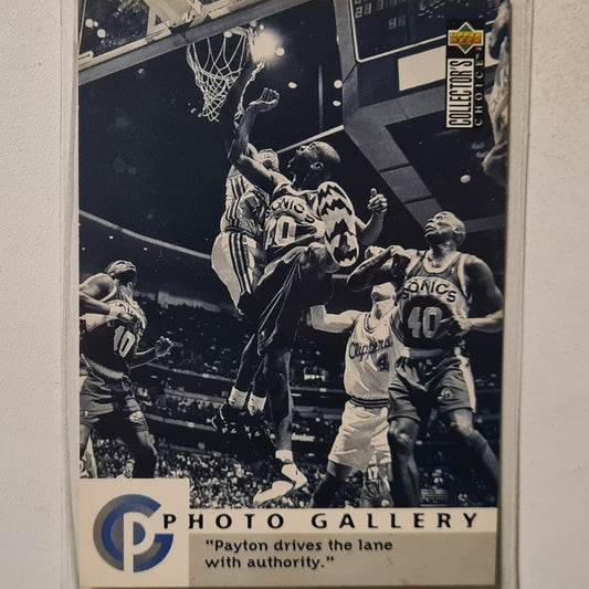 Gary Payton 1995 upper-Deck phot gallery #395 NBA Basketball Seattle Super Sonics excellent Sleeved