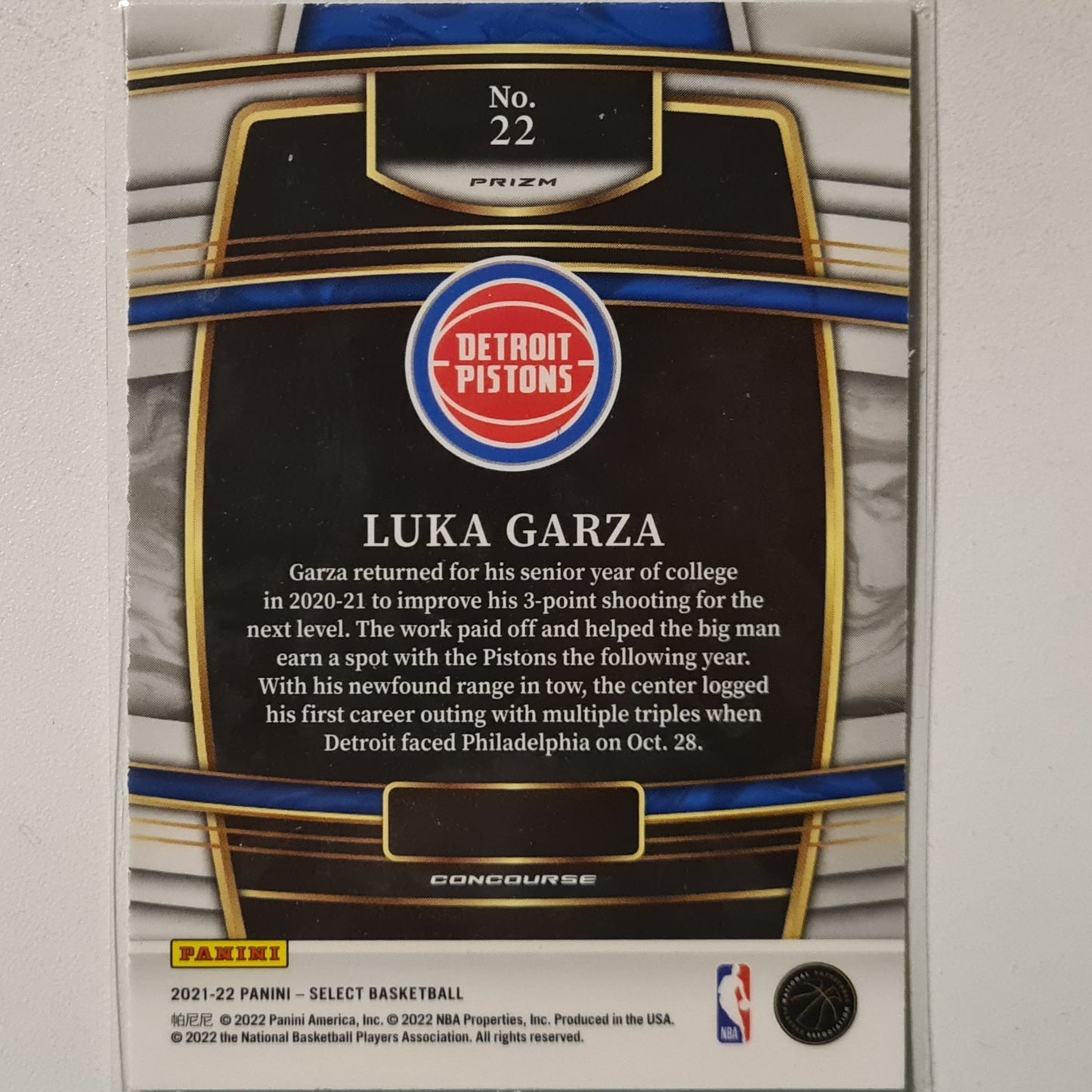 Luka Garza 2021-22 Panini Select prizm orange shimmer Rookie RC #22 NBA Basketball Detroit Pistons Excellent