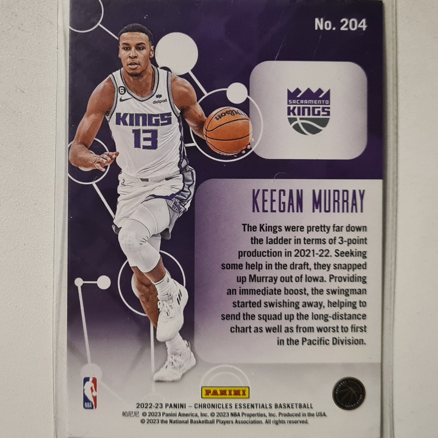 Keegan Murray 2022-23 Panini Essentials Rookie RC #204 NBA Basketball Sacramento Kings excellent +