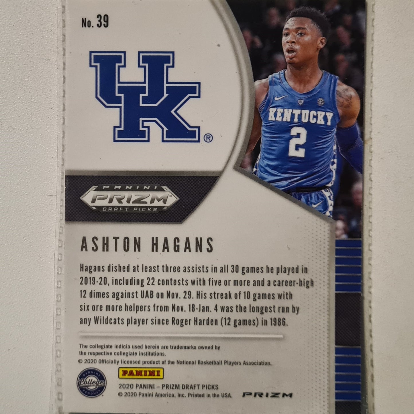 Ashton Hagans 2020 Prizm Draft Picks ruby cracked ice  Rookie RC #39 NBA Basketball Kentucky excellent +