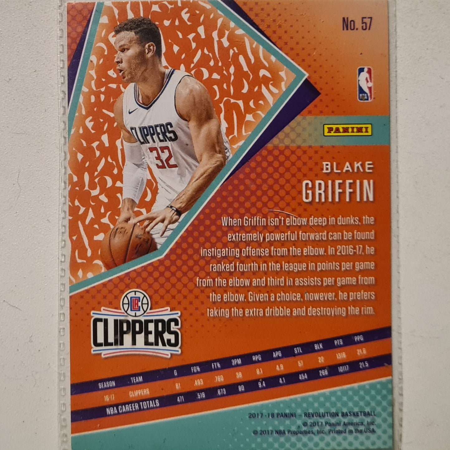 Blake Griffin 2021-22 Panini Revolution #57 NBA Basketball Los Angeles Clippers Excellent