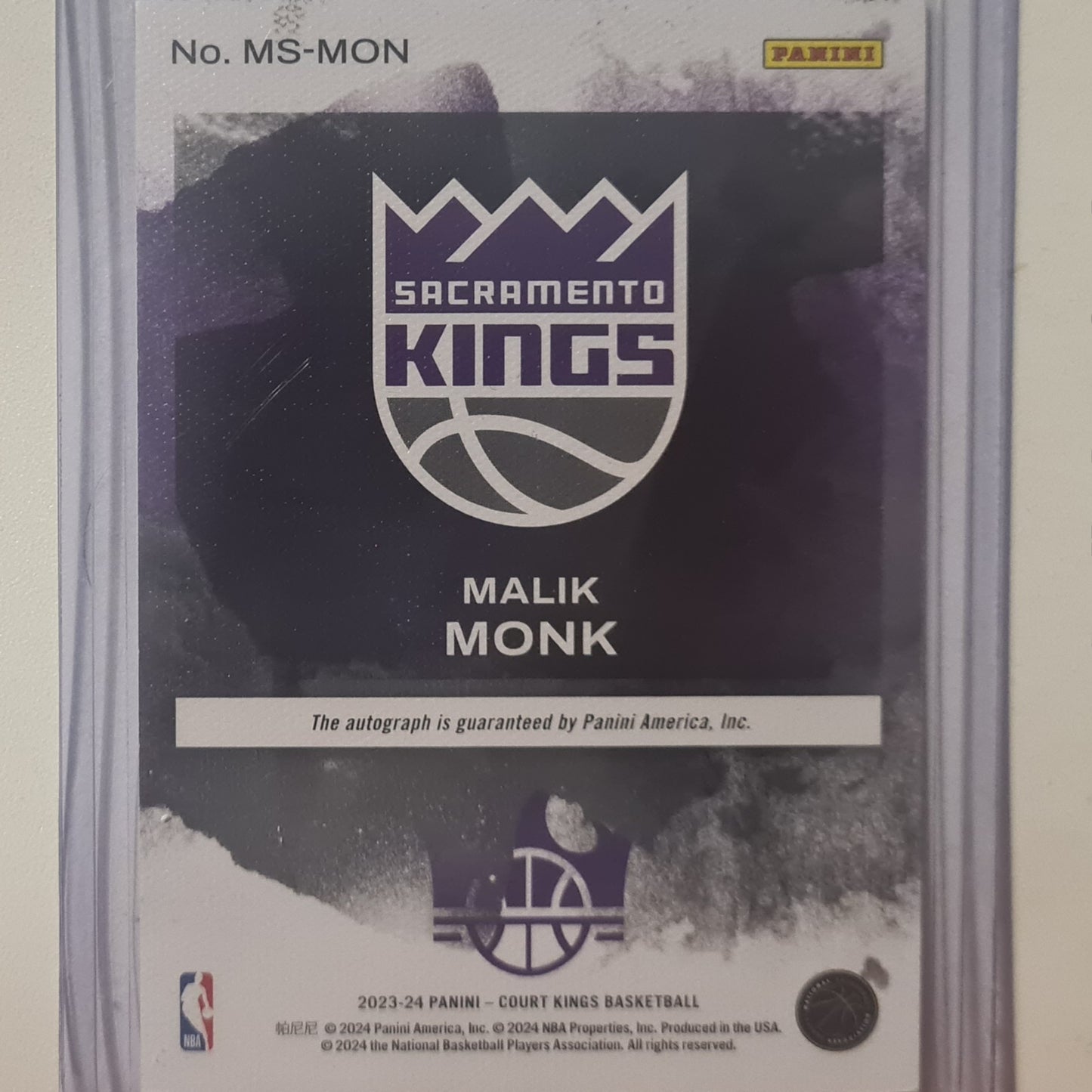 Malik Monk 2023-24 Panini Court Kings masterstrokes auto green MS-MON NBA Basketball Sacramento Kings Excellent