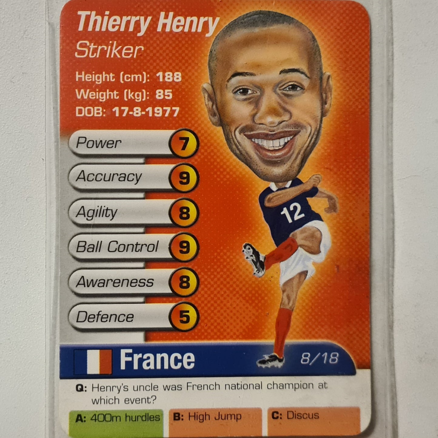 Thierry Henry 2005 Football max Deagostini  8/18 Soccer Football arsenal France excellent