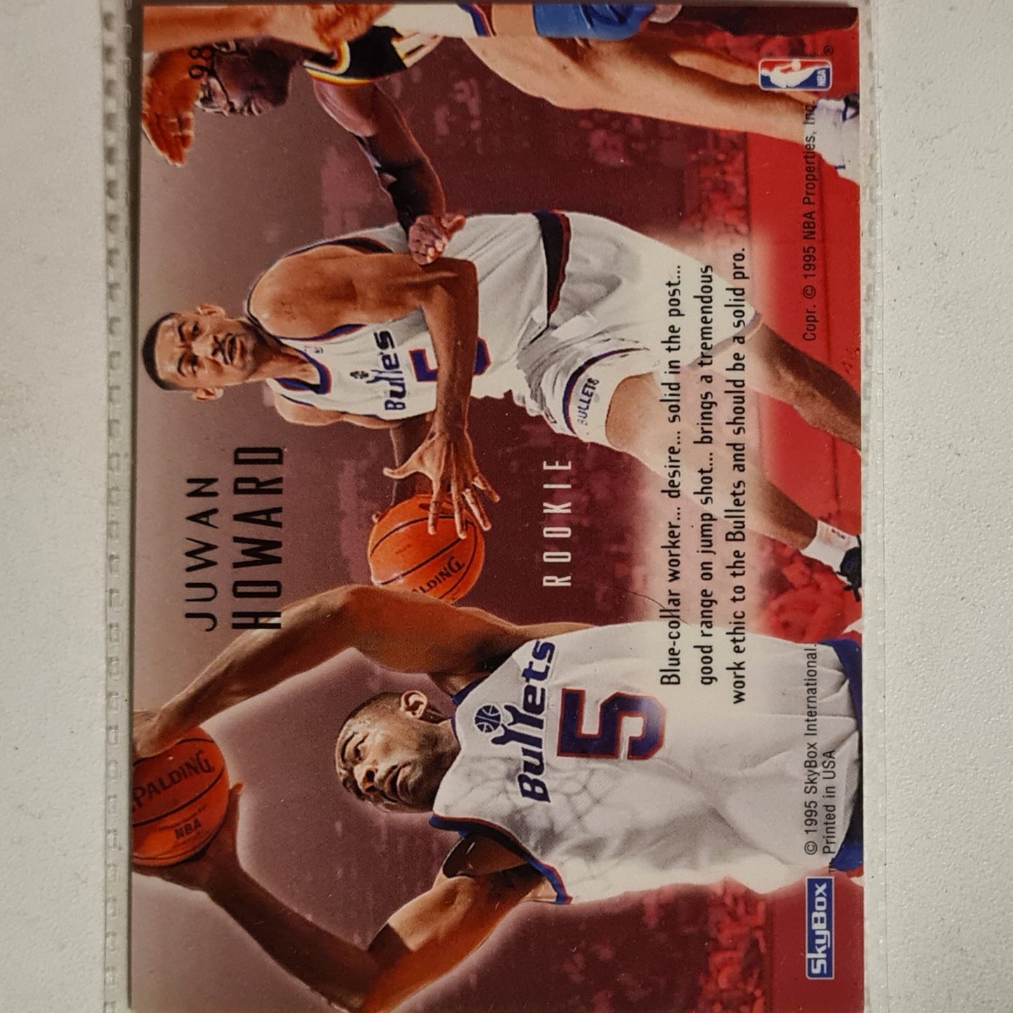 Juwan Howard 1995 Skybox Emotion Time Out Rookie RC #98 NBA Basketball Washington Bullets Excellent