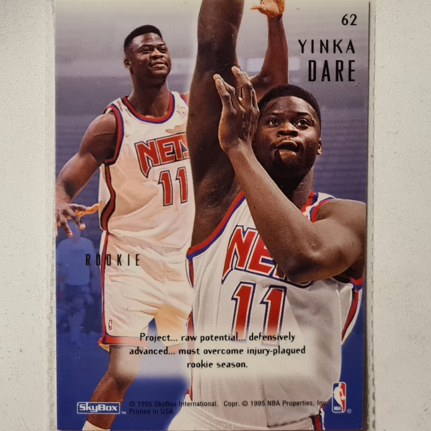 Yinka Dare 1995 Skybox Emotion Focused Rookie RC #62 NBA Basketball New Jersey Nets Excellent