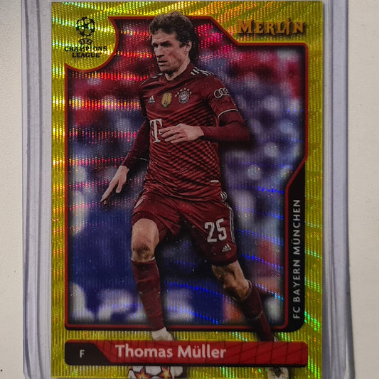 Thomas Muller 2022 Topps Merlin Champions League 040/225 Yellow Wave #135 Soccer football Bayern Excellent sleeved