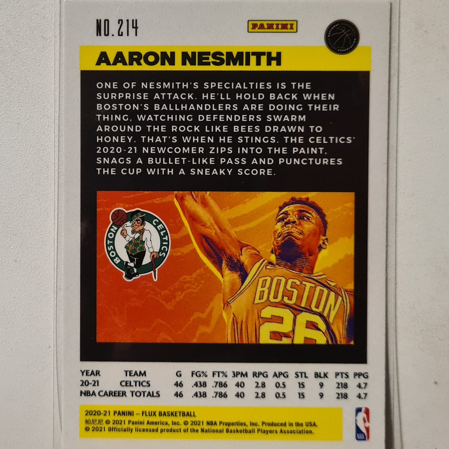 Aaron Nesmith 2020-21 Panini Flux Rookie RC #214 NBA Basketball Boston Celtics excellent/mint