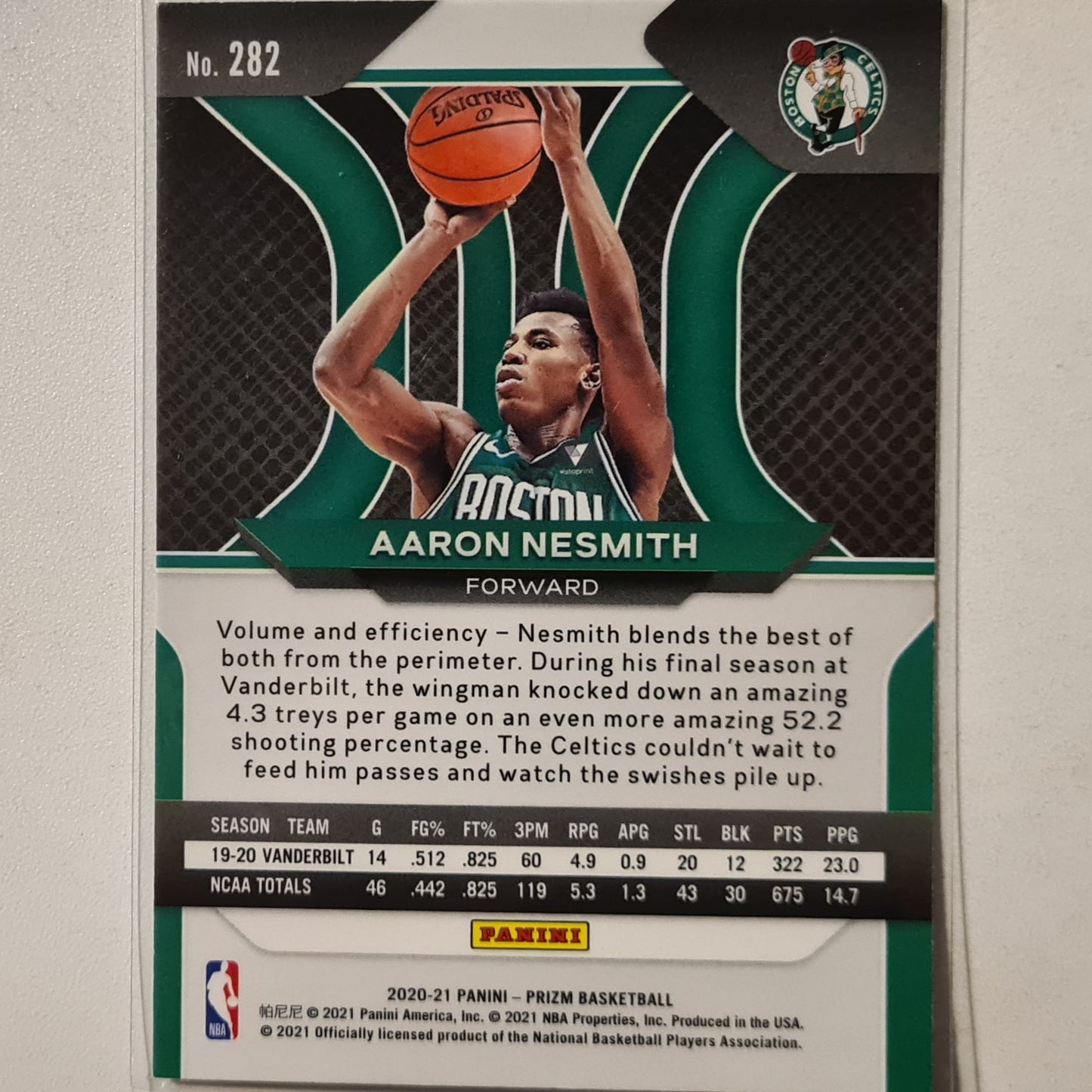 Aaron Nesmith 2020-21 Panini Prizm Rookie RC #282 NBA Basketball Boston Celtics excellent/mint