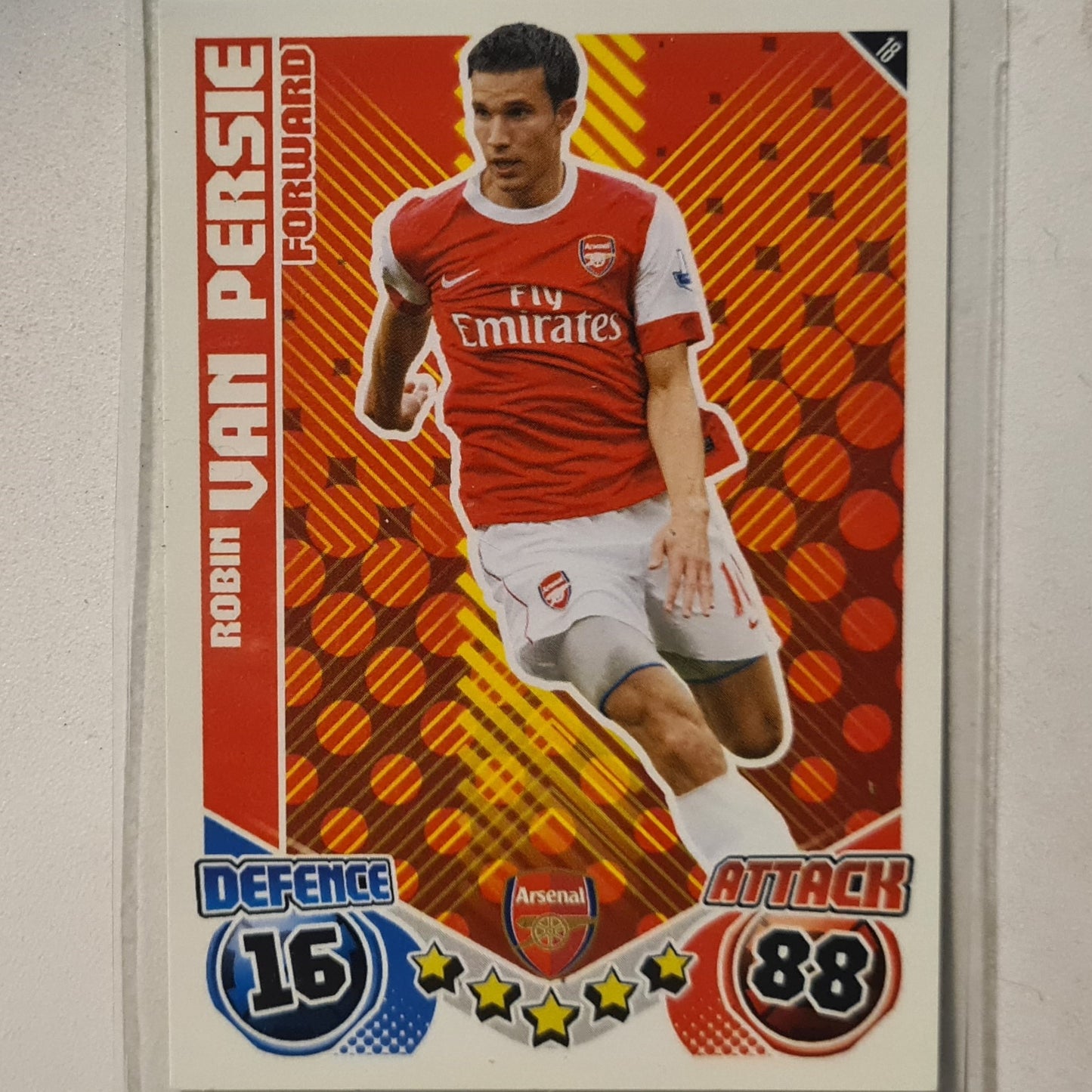 Robin Van Persie 2010-11 Topps Match Attax #18 Soccer Football Arsenal Excellent Sleeved