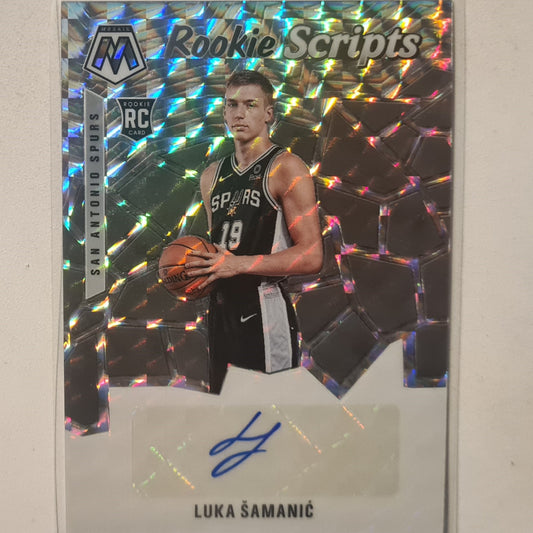 Luka Samanic 2019-20 Panini Mosaic rookie Scripts Auto RC RS-LKS NBA Basketball San Antonio Spurs MINT sleeved