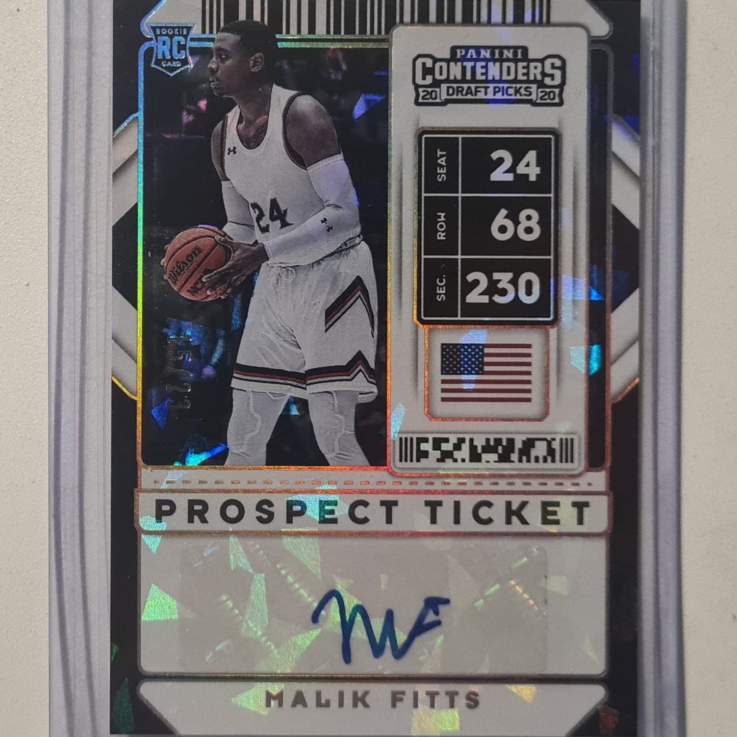 Malik Fitts 2020 Panini Contenders draft picks Auto RC 15/23 #106 NBA Basketball St Marys excellent sleeved