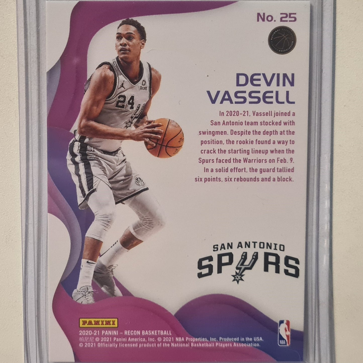 Devin Vassell 2020-21 Panini Recon Rookie RC #25 NBA Basketball San Antonio Spurs excellent sleeved