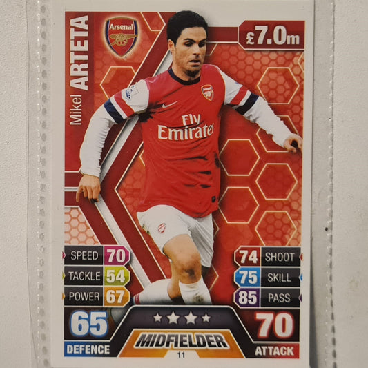 Mikel Arteta 2013-14 Topps Match Attax international Soccer Football Arsenal very good sleeved