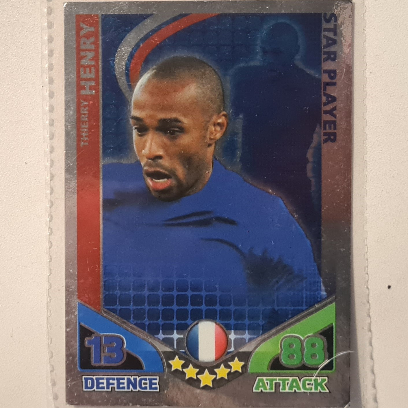 Thierry Henry 2010 Topps Match Attax International Star Player chrome  Soccer Football Arsenal/France Fair sleeved