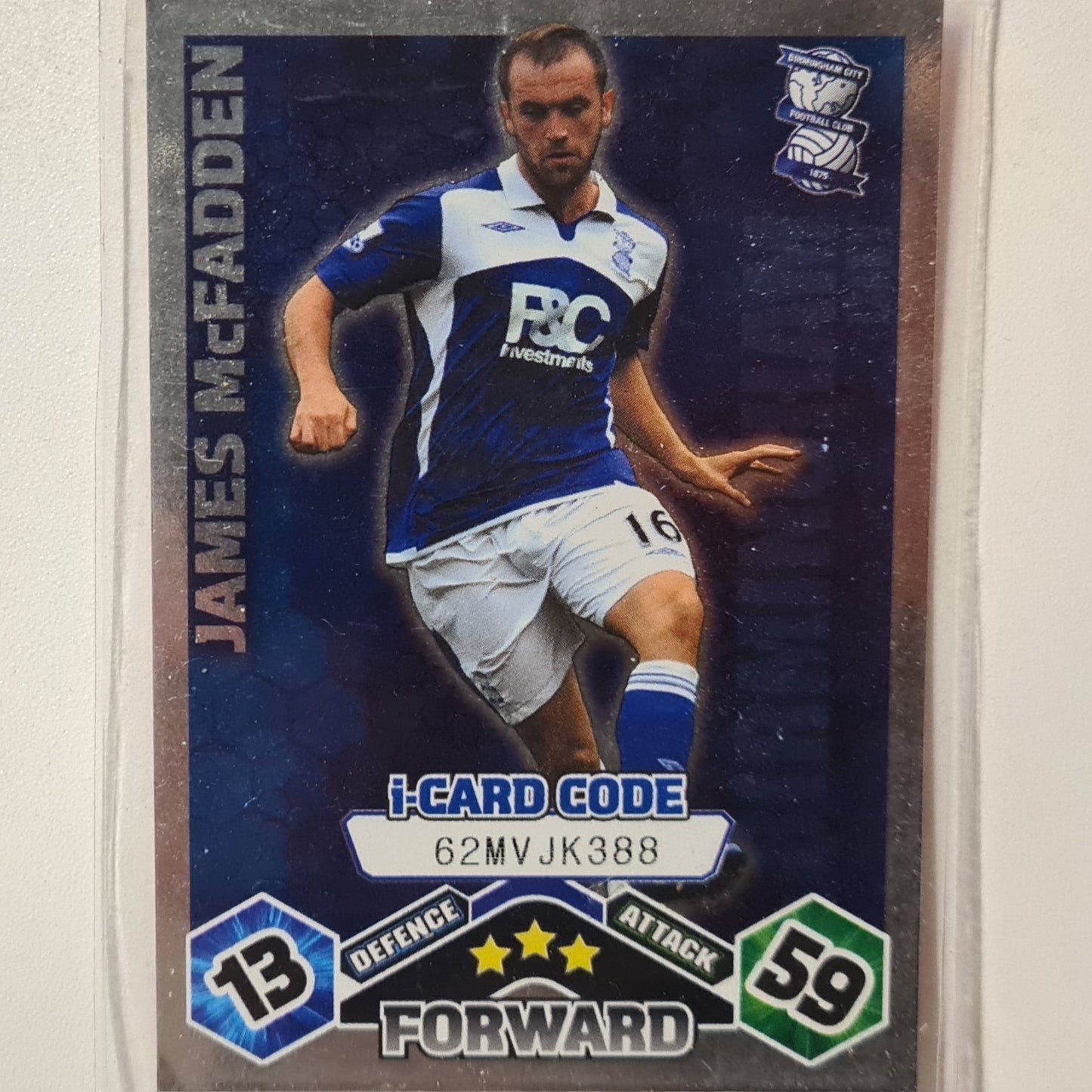 James McFadden 2009-10 Topps Match Attax i card foil  Soccer Football Birmingham very good