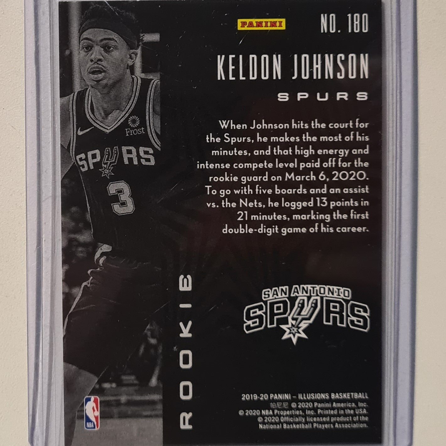 Keldon Johnson 2019-20 Panini illusions Rookie RC #180 NBA Basketball San Antonio Spurs Excellent/Mint sleeved