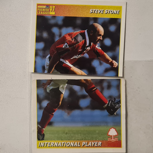 Steve Stone 1997 Merlin 97 Sticker #378 & 379 double sticker set Football Soccer Nottingham Forest  good sleeved