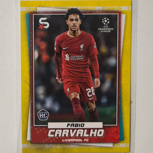 Fabio Carvalho 2023 Topps Soccer Stars yellow Rookie RC #15 Football Soccer Liverpool Excellent sleeved