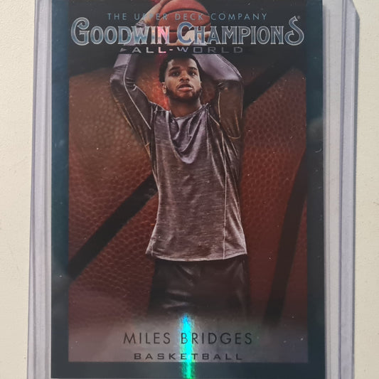 Miles Bridges 2021 Upper-Deck Goodwin Champions All-World teal refractor GB-10 NBA Basketball Charlotte Hornets Excellent sleeved