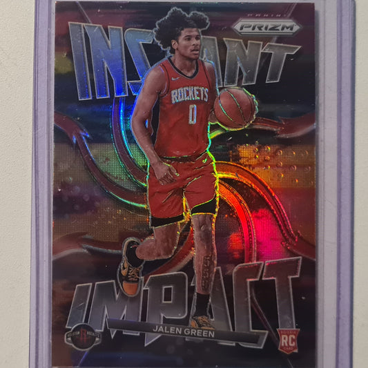 Jalen green 2021-22 Panini Prizm refractor instant impact Rookie RC #25 NBA Basketball Houston Rockets Excellent/mint sleeved