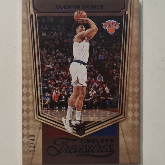 Quentin Grimes 2021-22 Panini Chronicles timeless treasures purple 12/49 #454 NBA Basketball New York Knicks Excellent/mint sleeved