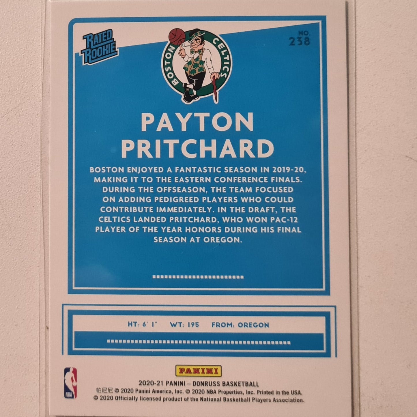 Payton Pritchard 2020-21 Panini Donruss rated Rookie RC #238 NBA Basketball Boston Celtics Excellent