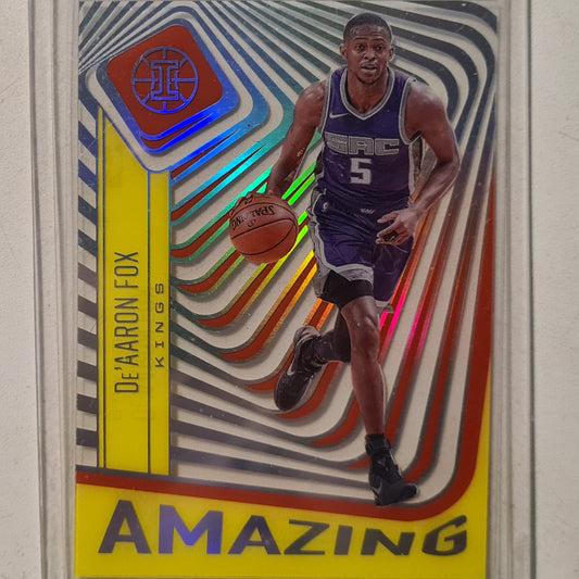 De'Aaron Fox 2020-21 Panini illusions yellow amazing acetate insert no 7 NBA Basketball Sacramento Kings Excellent