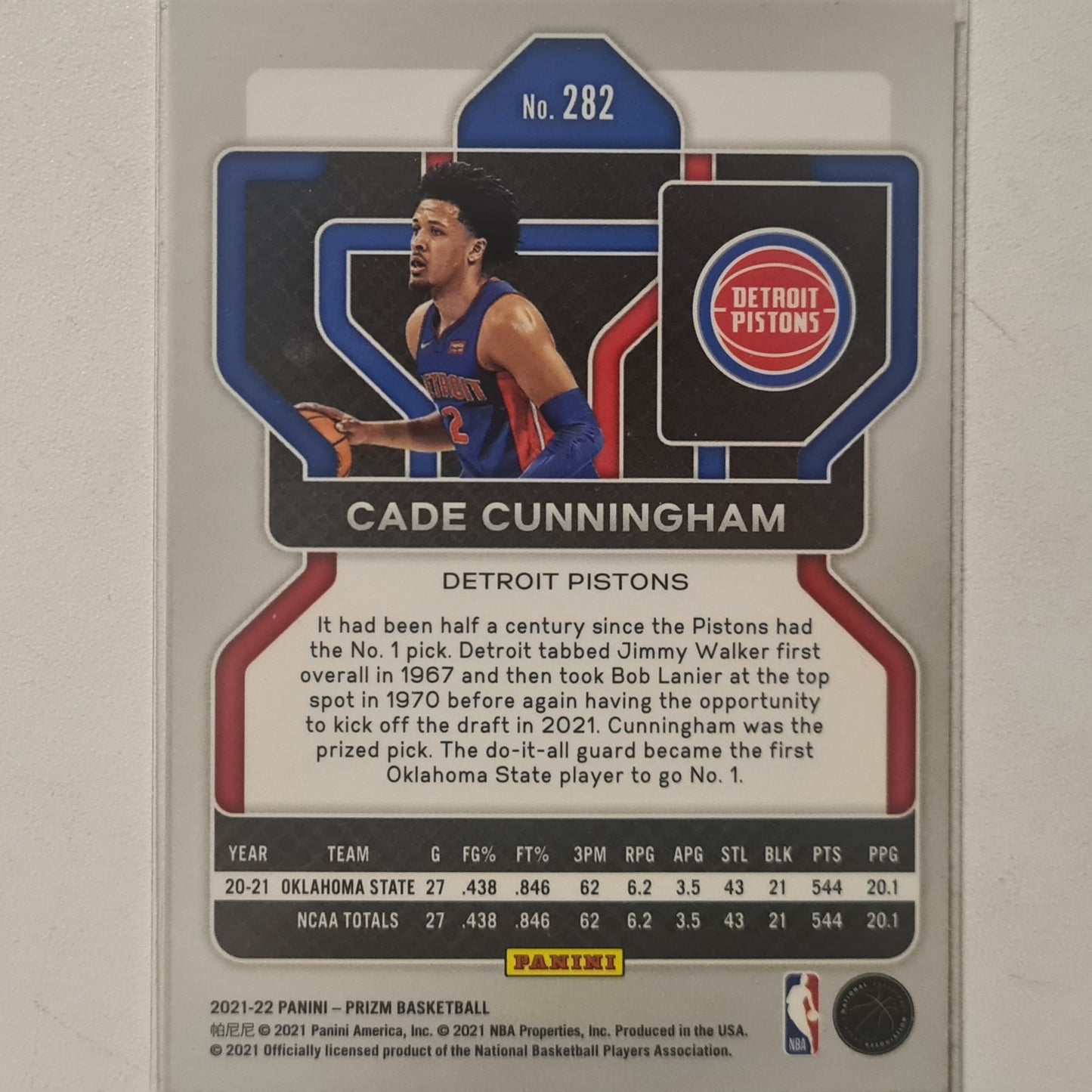 Cade Cunningham 2021-22 Panini Prizm Rookie RC #282 NBA Basketball Detroit Pistons Excellent Sleeved