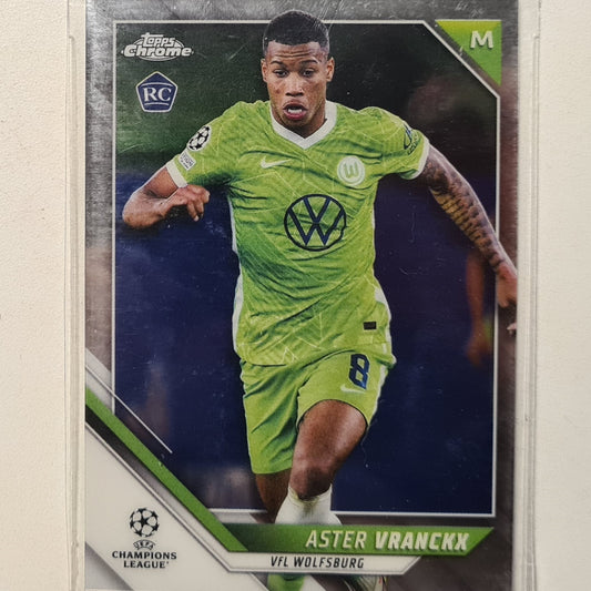 Aster Vranckx 2022 Topps Chrome Champions league Rookie RC #192 Soccer Football Wolfsburg Excellent sleeved