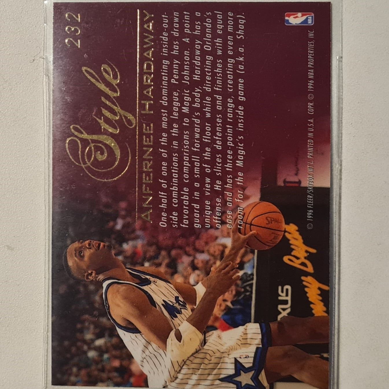 Anfernee Hardaway 1995 Fleer Flair Style insert 95-96 #232 NBA Basketball Orlando Magic Excellent Sleeved