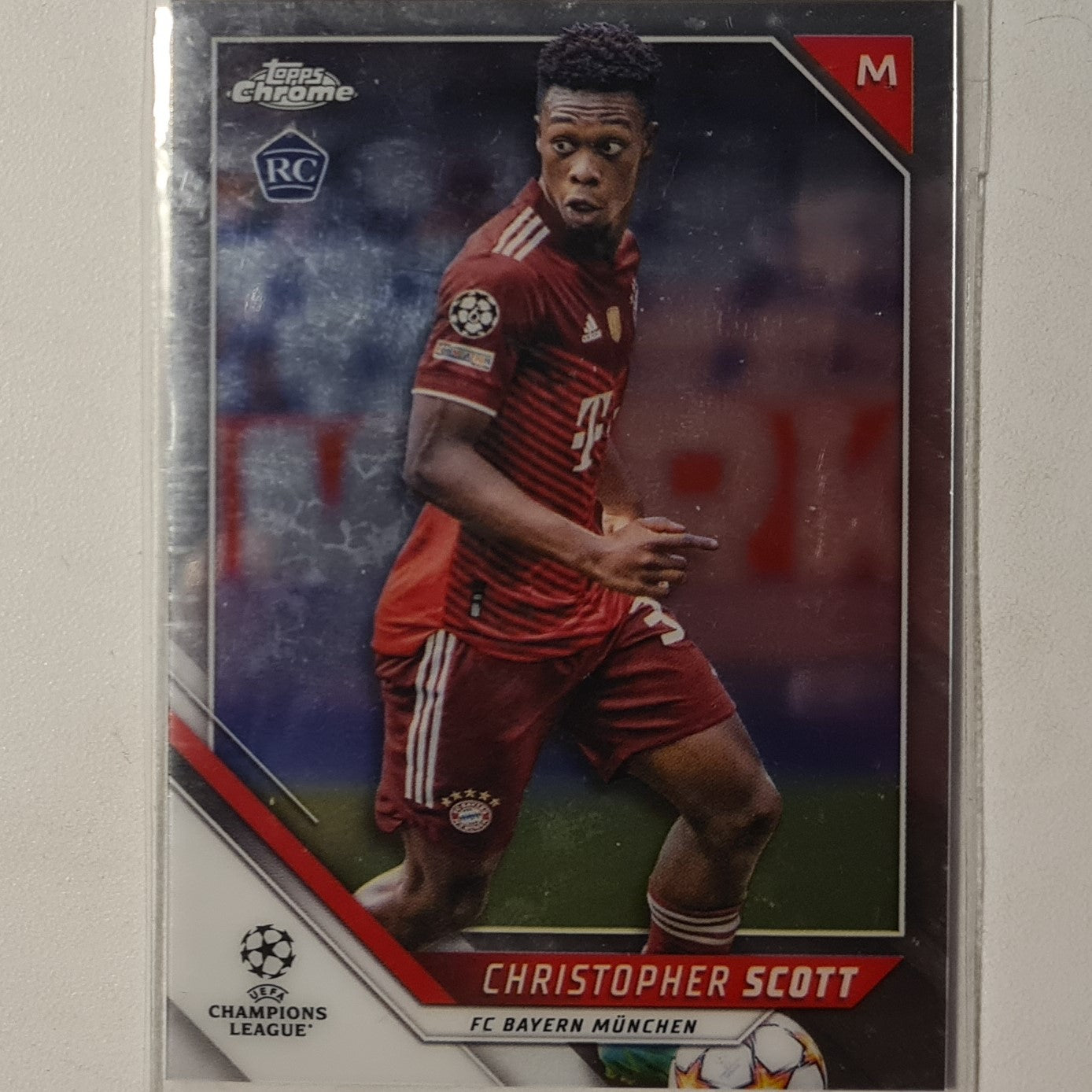 Christopher Scott 2022 Topps Chrome champions league Rookie RC #177 Soccer Football Bayern Munich excellent sleeved