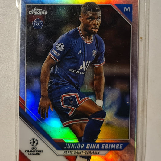 Junior Dina Ebimbe 2022 Topps Chrome champions league Rookie RC refractor #176 Soccer Football Paris Saint-Germain excellent sleeved