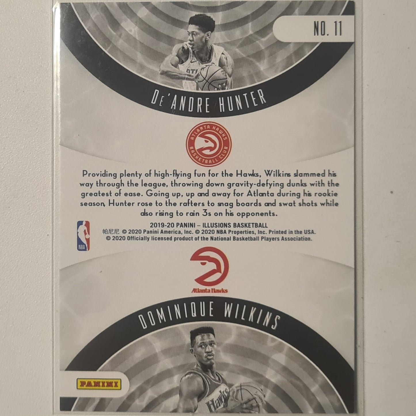 Dominique Wilkins De'Andre Hunter 2019-20 Panini illusions Rookie Relections RC #11 NBA Basketball Atlanta Hawks excellent