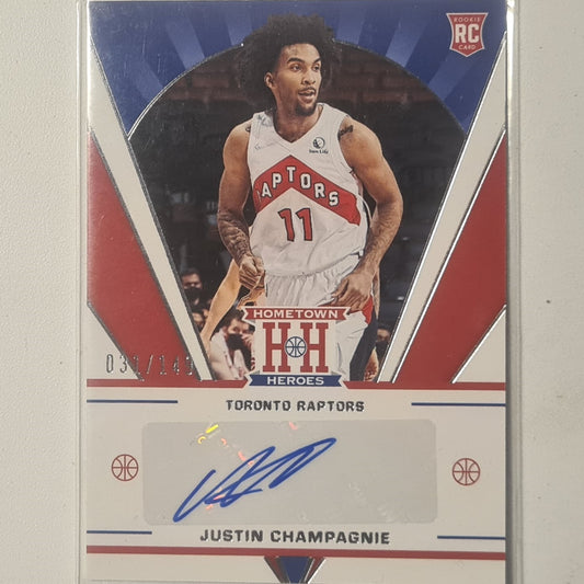 Justin Champagnie 2021-22 Panini Hometown Heroes Auto Rookie RC 031/149 HHR-JCH NBA Basketball Toronto Raptors excellent