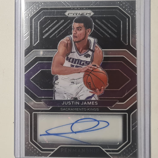 Justin James 2020-21 Panini Prizm penmanship Auto NBA Basketball Sacramento Kings excellent