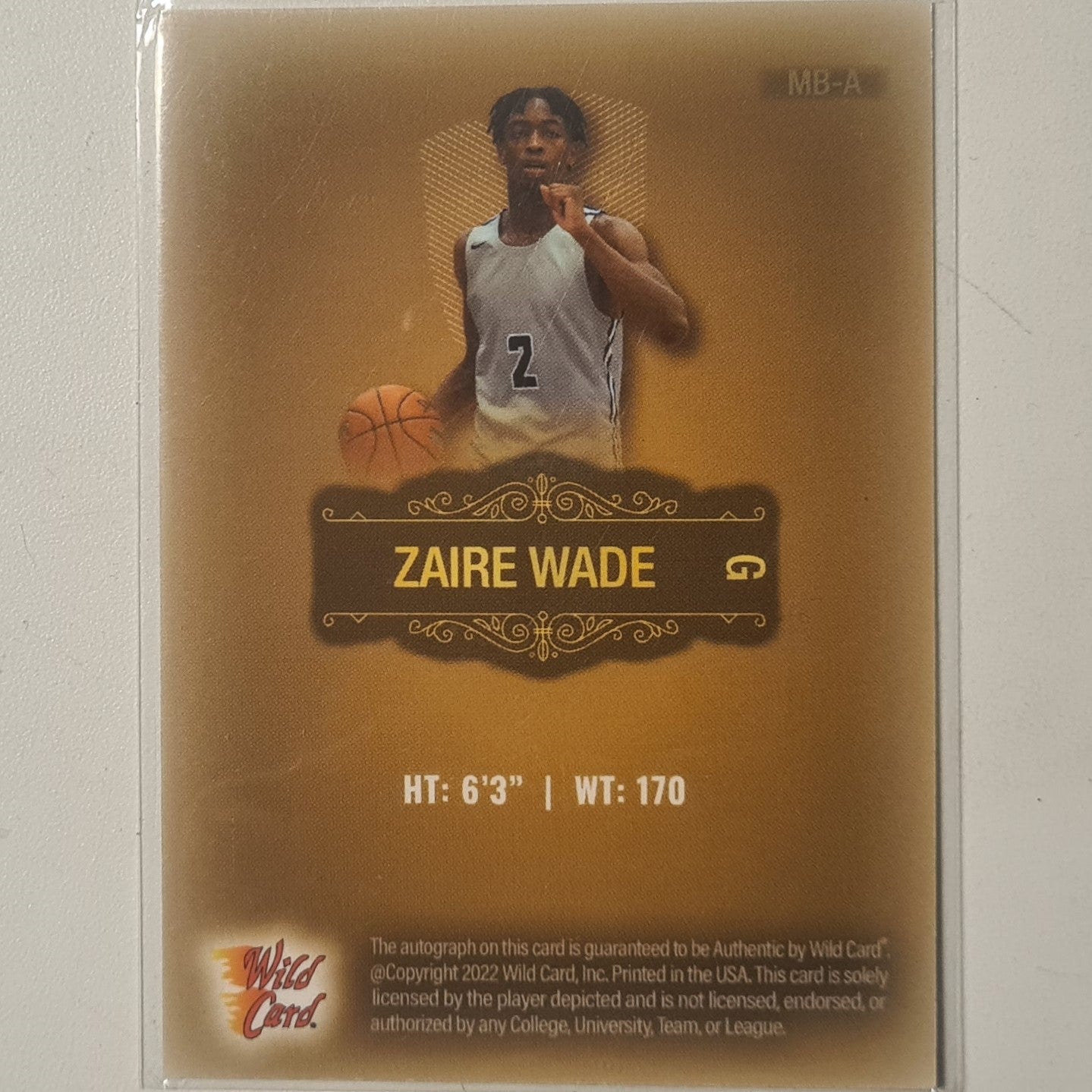 Zaire Wade 2022 Wild Card Matte premium Auto Rookie RC  6/25 Basketball University MINT