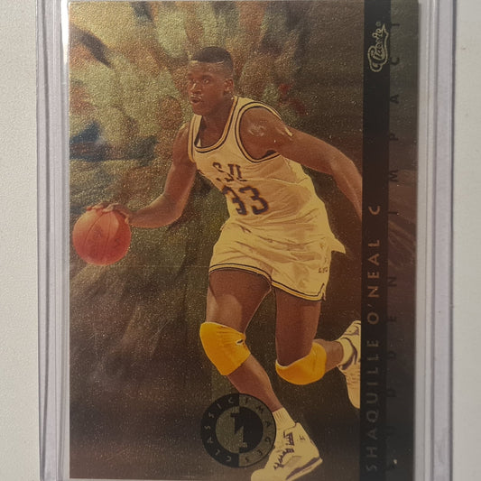 Shaquille O'Neal 1993 Classic sudden impact gold Rookie RC SI 9 NBA Basketball Orlando Magic lsu excellent Sleeved