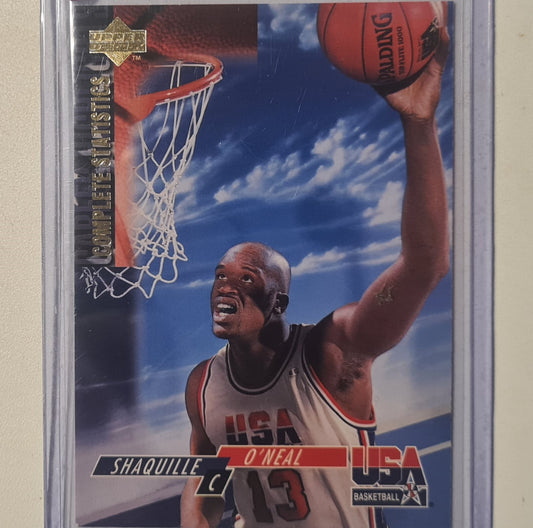 Shaquille O'Neal 1994 Upper-Deck USA Complete statistics #154 NBA Basketball Orlando Magic very good Sleeved