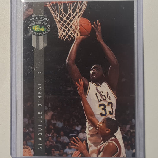 Shaquille O'Neal 1992 Classic four sport draft pick rookie RC #1 NBA Basketball LSU Orlando Magic Excellent sleeved