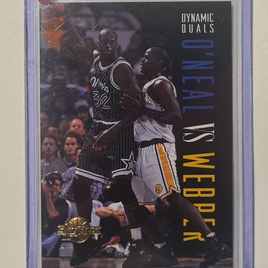 Shaquille O'Neal Chris Webber 1994 Skybox dynamic duals #187 NBA Basketball Orlando Magic Excellent sleeved