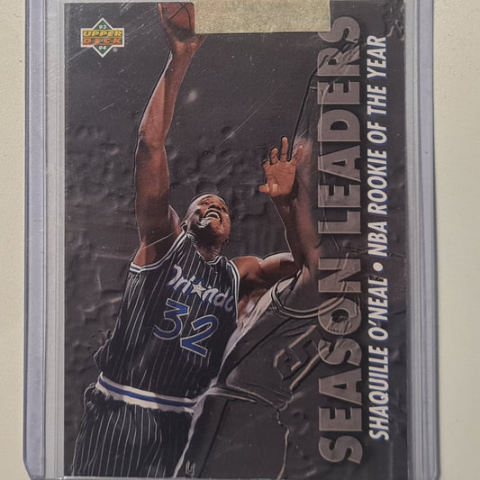 Shaquille O'Neal 1993 Topps season leaders rookie of the year #177 NBA Basketball Orlando Magic sleeved