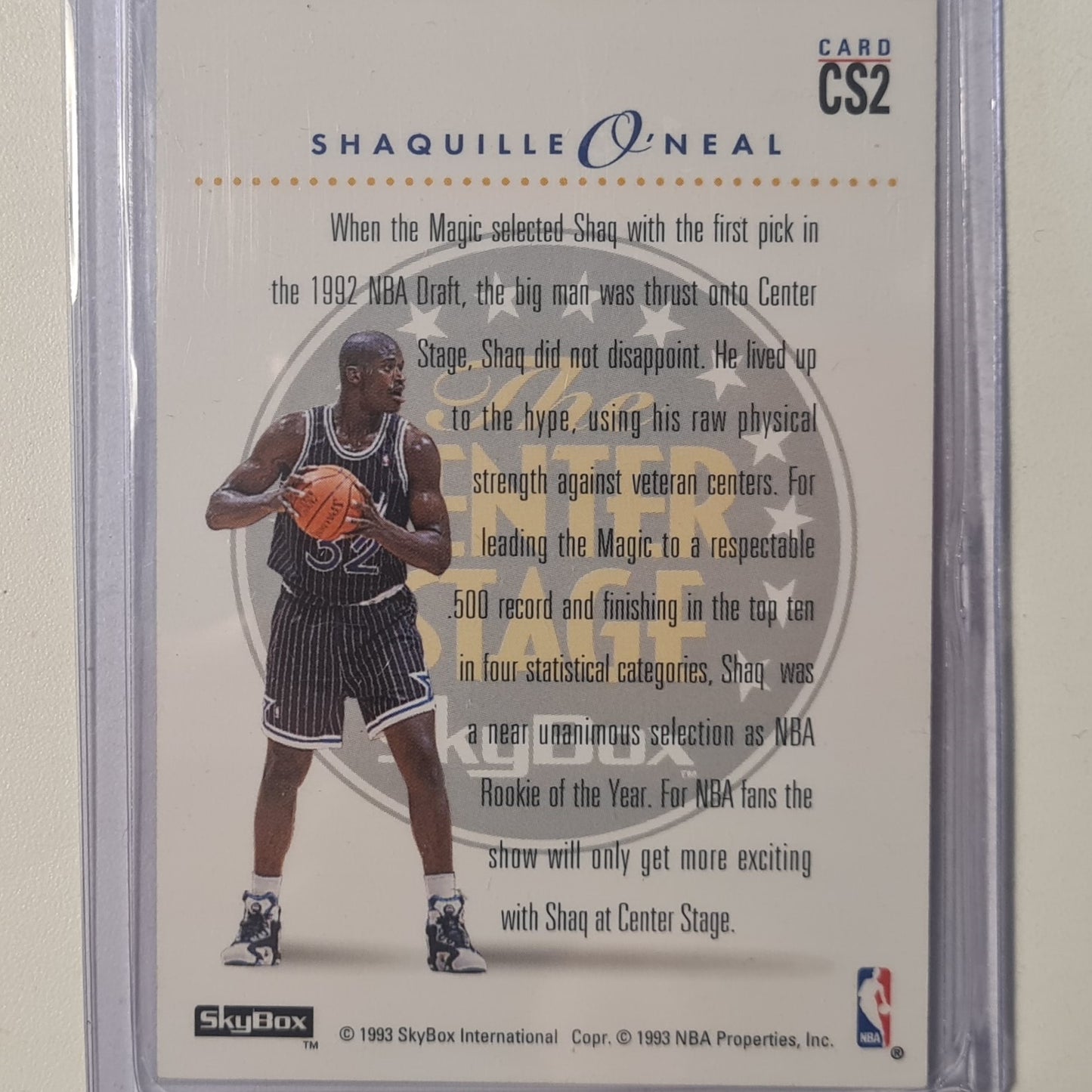 Shaquille O'Neal 1993 Skybox the center stage CS2   NBA Basketball Orlando Magic Excellent Sleeved