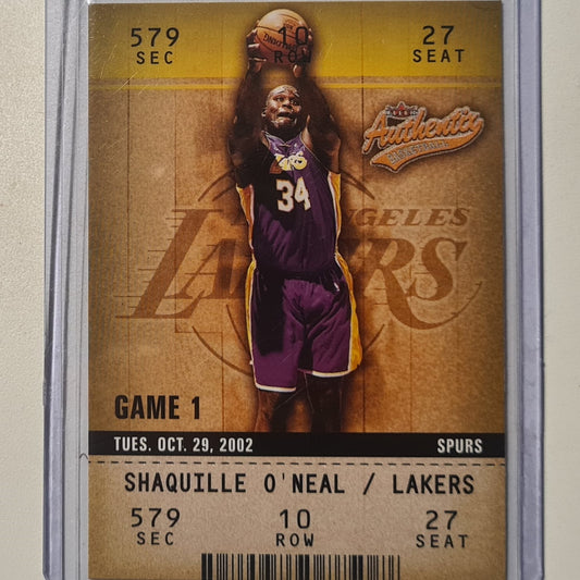 Shaquille O'Neal 2002 Fleer 02-03 Authentic  game 1 ticket #84 NBA Basketball LA Lakers Excellent Sleeved