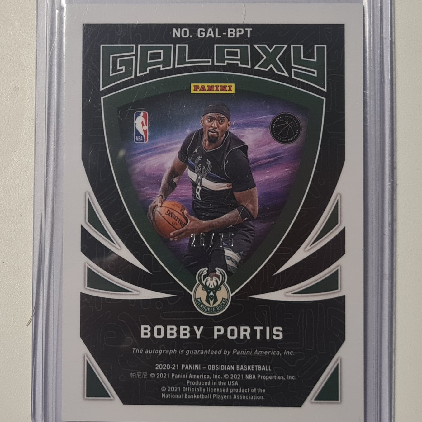 Bobby Portis 2020-21 Panini Obsidian Galaxy Auto 26/75 NBA Basketball Milwaukee Bucks mint cased