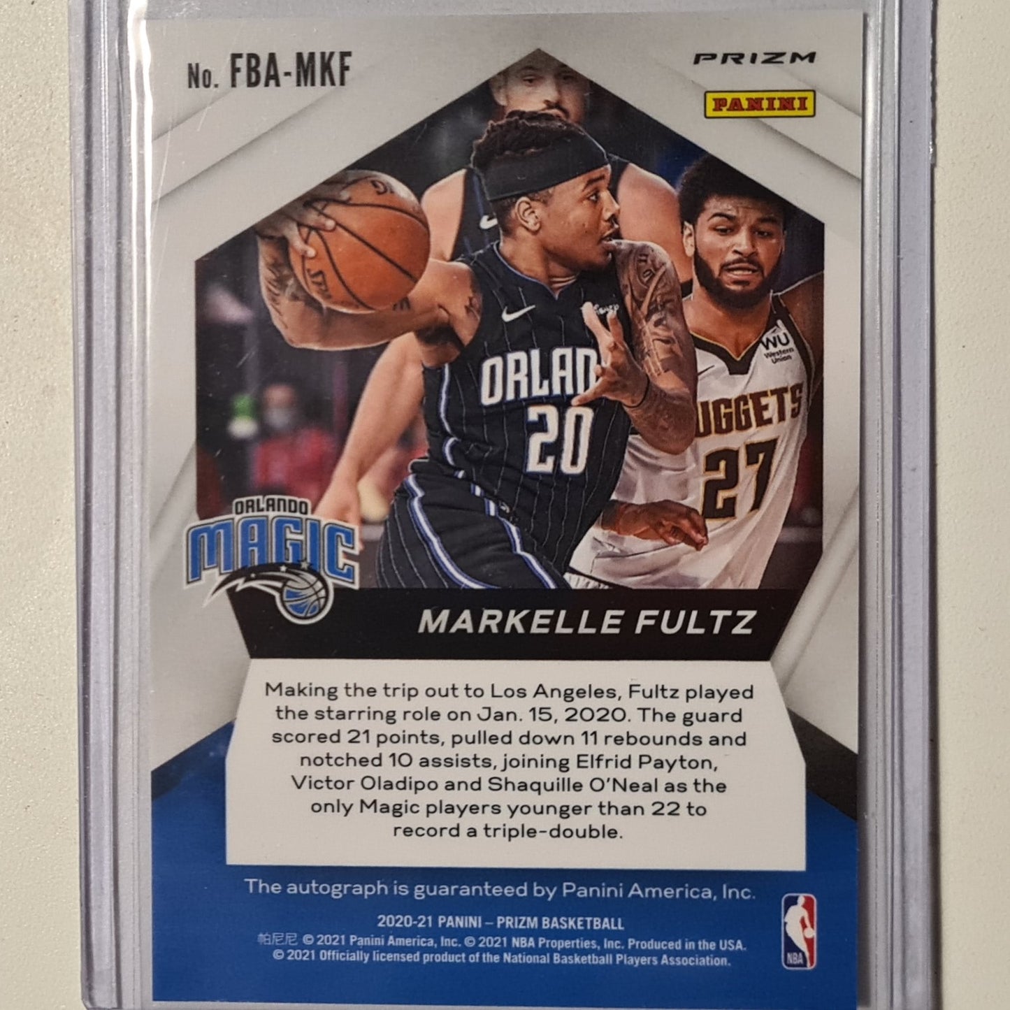 Markelle Fultz 2020-21 Panini Prizm fast break Auto FBA-MKF NBA Basketball Orlando Magic mint cased