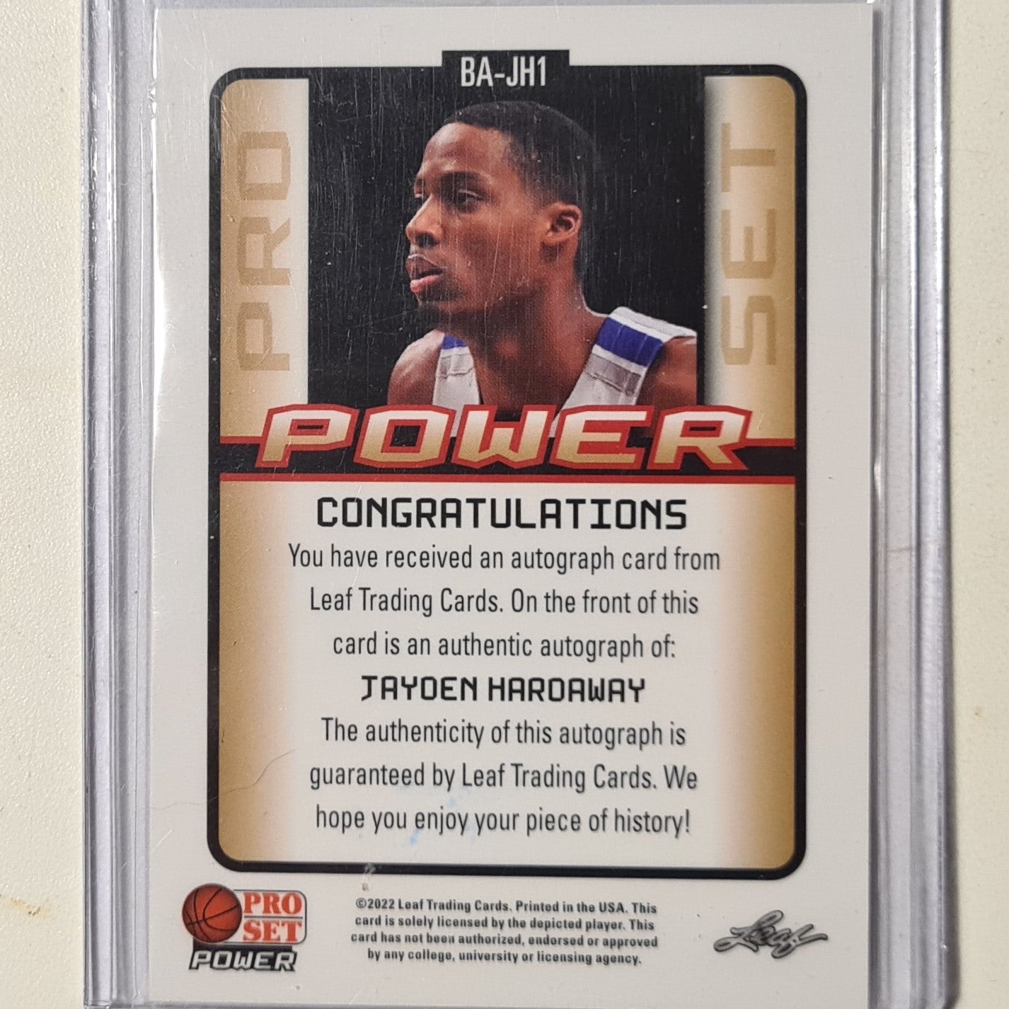 Jayden Hardaway 2022 Pro set power Auto Rookie RC BA-JH1 NBA Basketball excellent