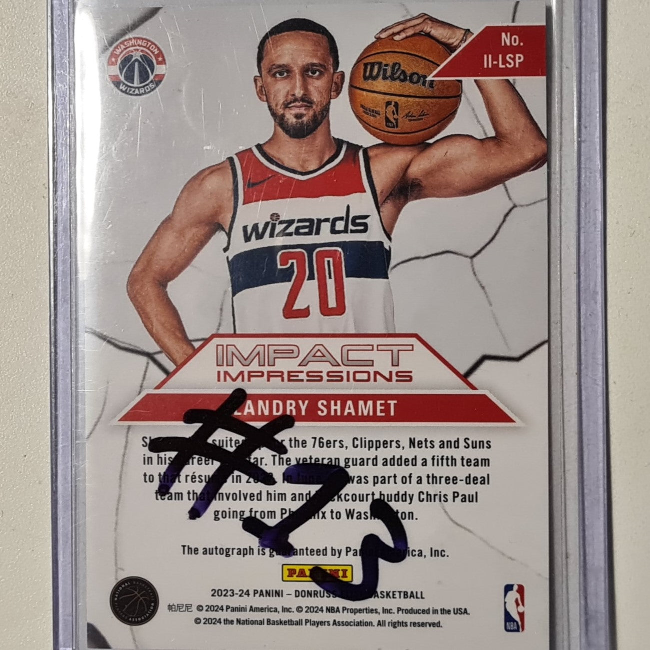 Landry Shamet 2023-24 Panini Donruss Elite impact impressions Auto II-LSP NBA Basketball Washington Wizards excellent