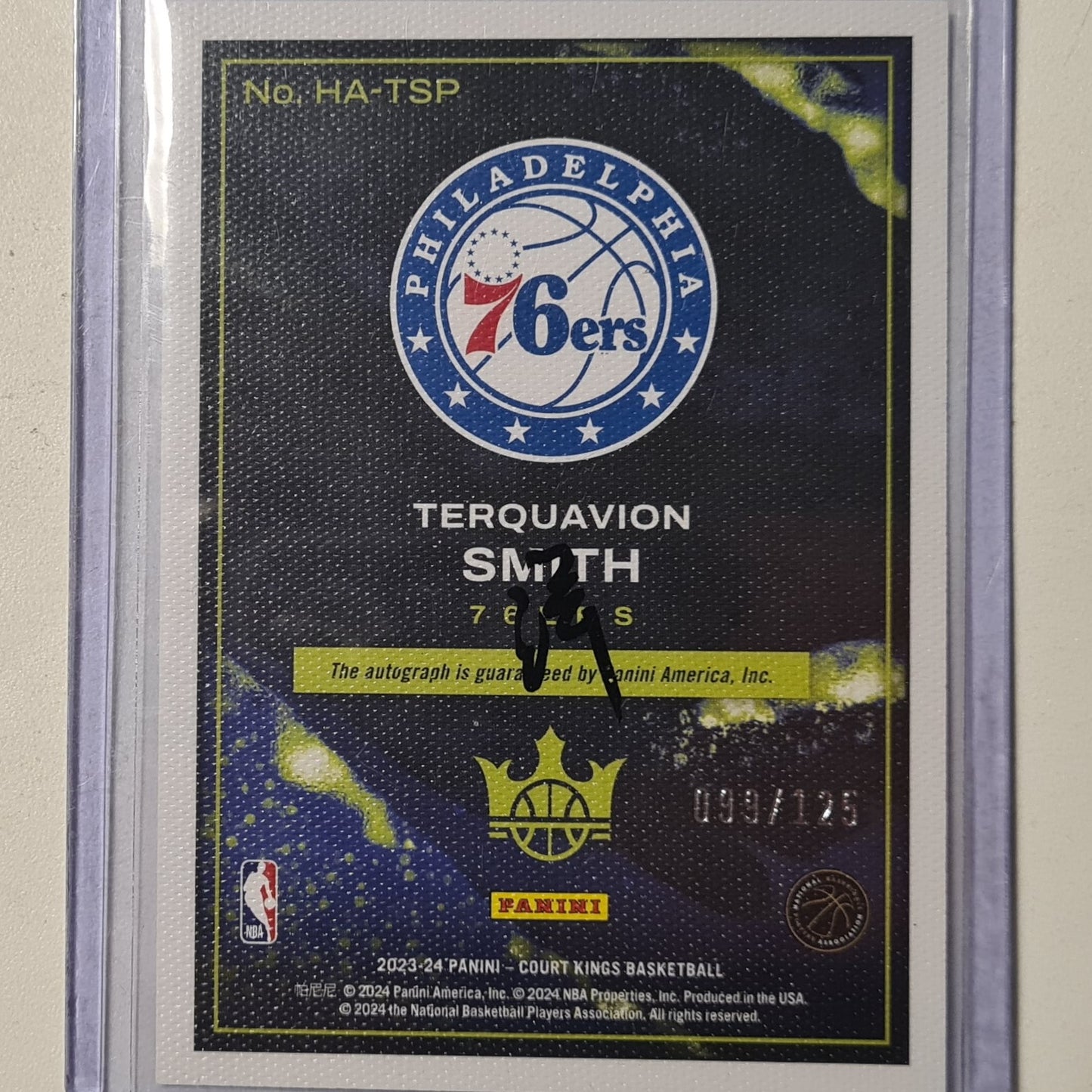 Terquavion Smith 2032-24 Panini Court Kings heir apparent Rookie RC 99/125 Auto HA-TSP NBA Basketball Philadelphia 76ers excellent