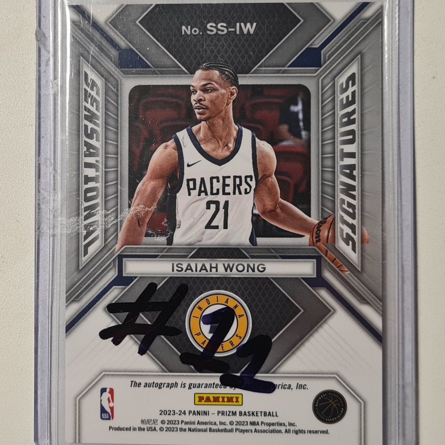 Isaiah Wong 2032-24 Panini Prizm Sensational Signatures Rookie RC Auto SS-IW NBA Basketball Indiana Pacers excellent