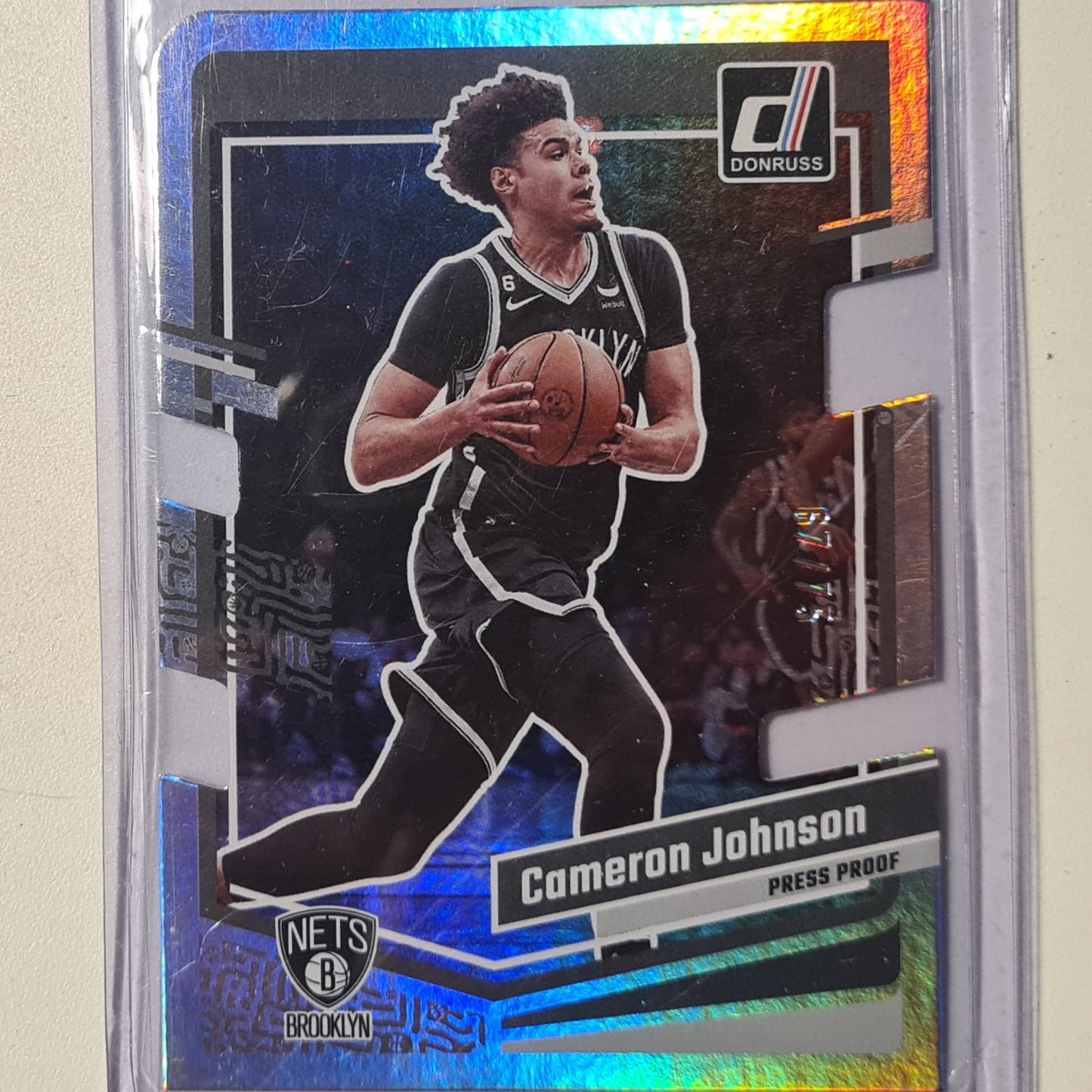 Cameron Johnson 2023-24 Panini Donruss press proof die-cut refractor 67/75 #165 NBA Basketball Brooklyn Nets Excellent/mint Sleeved